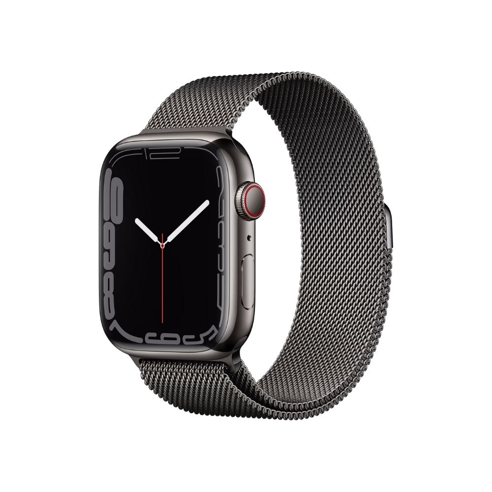 Apple Watch Series 7 GPS + Cellular, MKL33HN/A 45 mm Stainless Steel Case  (Grey Strap, Regular)