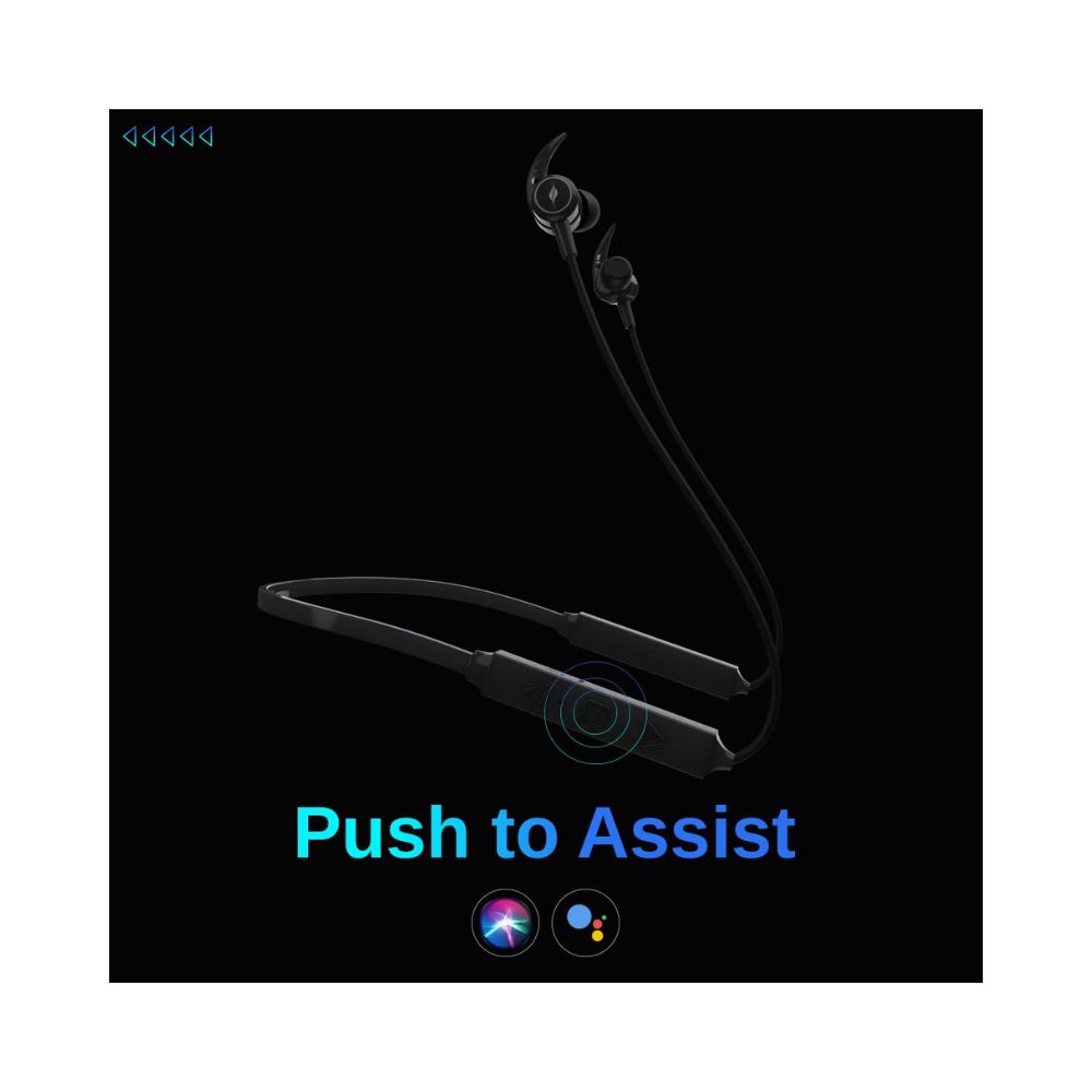 Leaf Rush Pro Neckband Bluetooth Earphones with mic (Carbon Black)