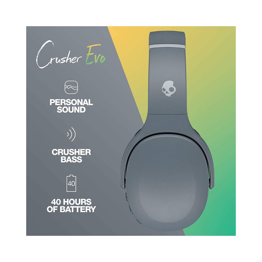 Skullcandy Crusher Evo Bluetooth Wireless Over Ear Headphones With Mic-(Chill Grey)