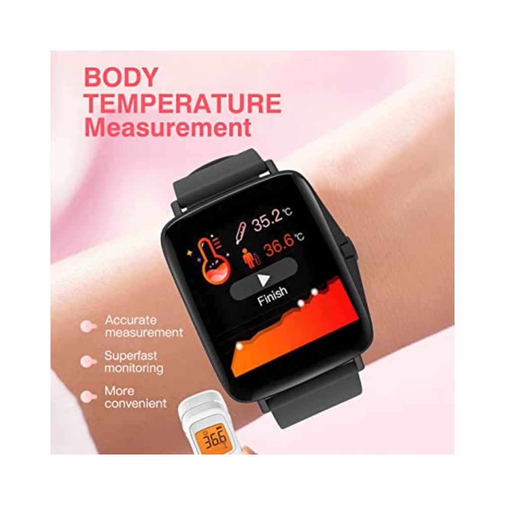 UBON Smart Watch For Men Women with 1.69” Full Touch Display, IP67 Dust & Water Resistance, Black