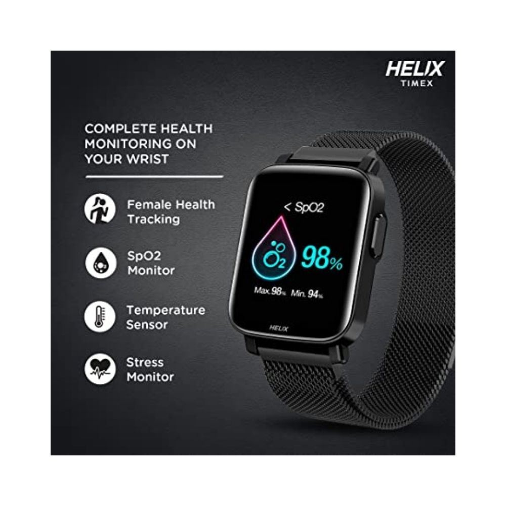 Helix TIMEX METALFIT 2.0 smartwatch with Bluetooth calling (Black Mesh)