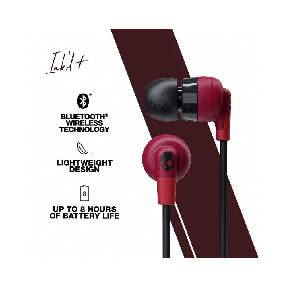 Skullcandy Inkd Plus Wireless in-Earphone with Mic-(Red/Black)