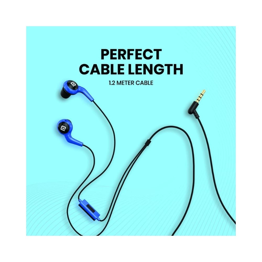 Portronics Conch 70 in-Ear Wired Earphone with Mic, 3.5mm Audio Jack(Blue)