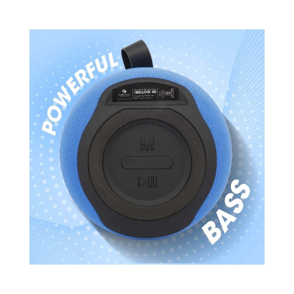 Zebronics Zeb- Bellow 40 8 W Bluetooth Speaker (Blue, Stereo Channel)