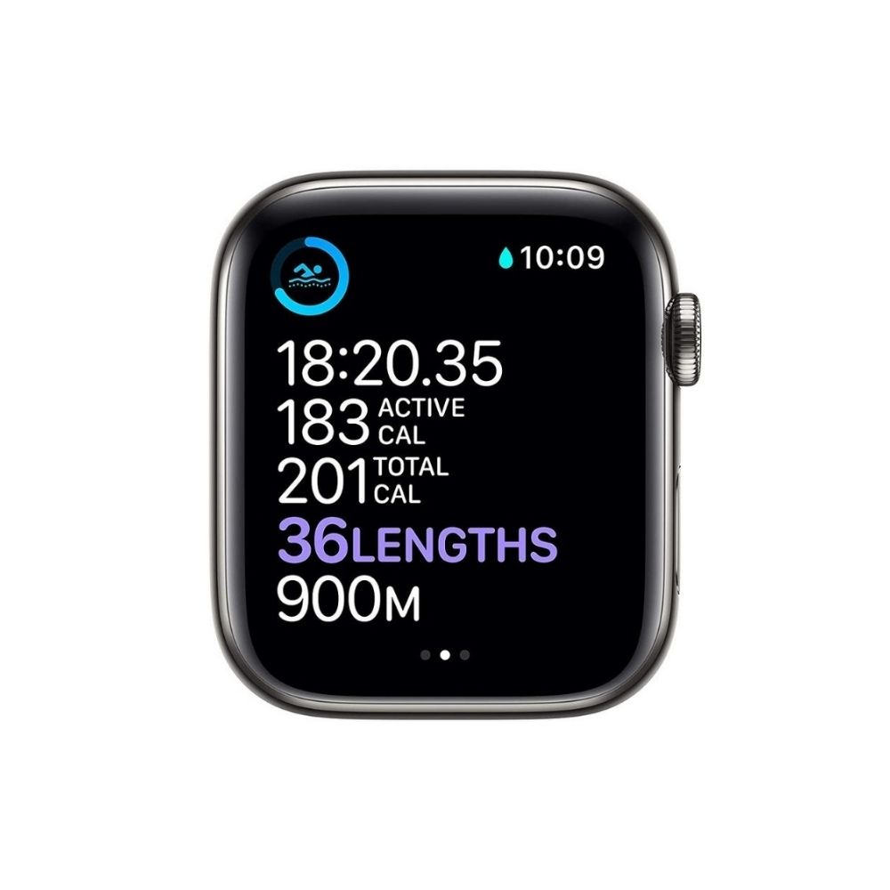 Apple Watch Series 6 (GPS + Cellular, 44mm) - Graphite Stainless Steel Case with Black Sport Band