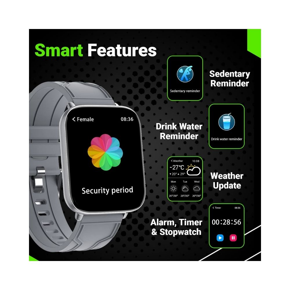 Fire-Boltt Max 1.78“ AMOLED Always ON Display with 368 x 448 Super Retina Spo2 & Heart Rate Monitor Smart Watch (Grey)