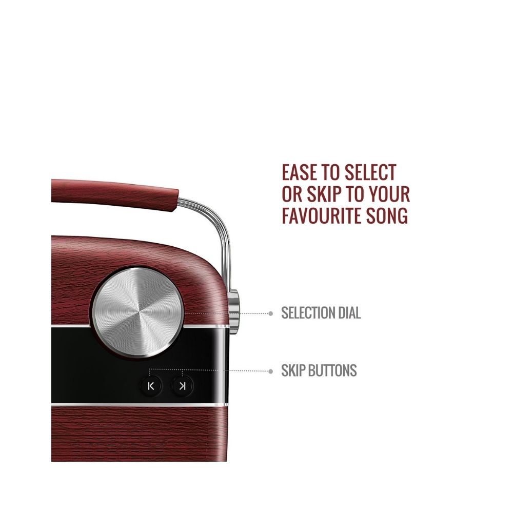 Saregama Carvaan Hindi - Portable Music Player with 5000 Preloaded Songs, FM/BT/AUX (Cherrywood Red) - Without App