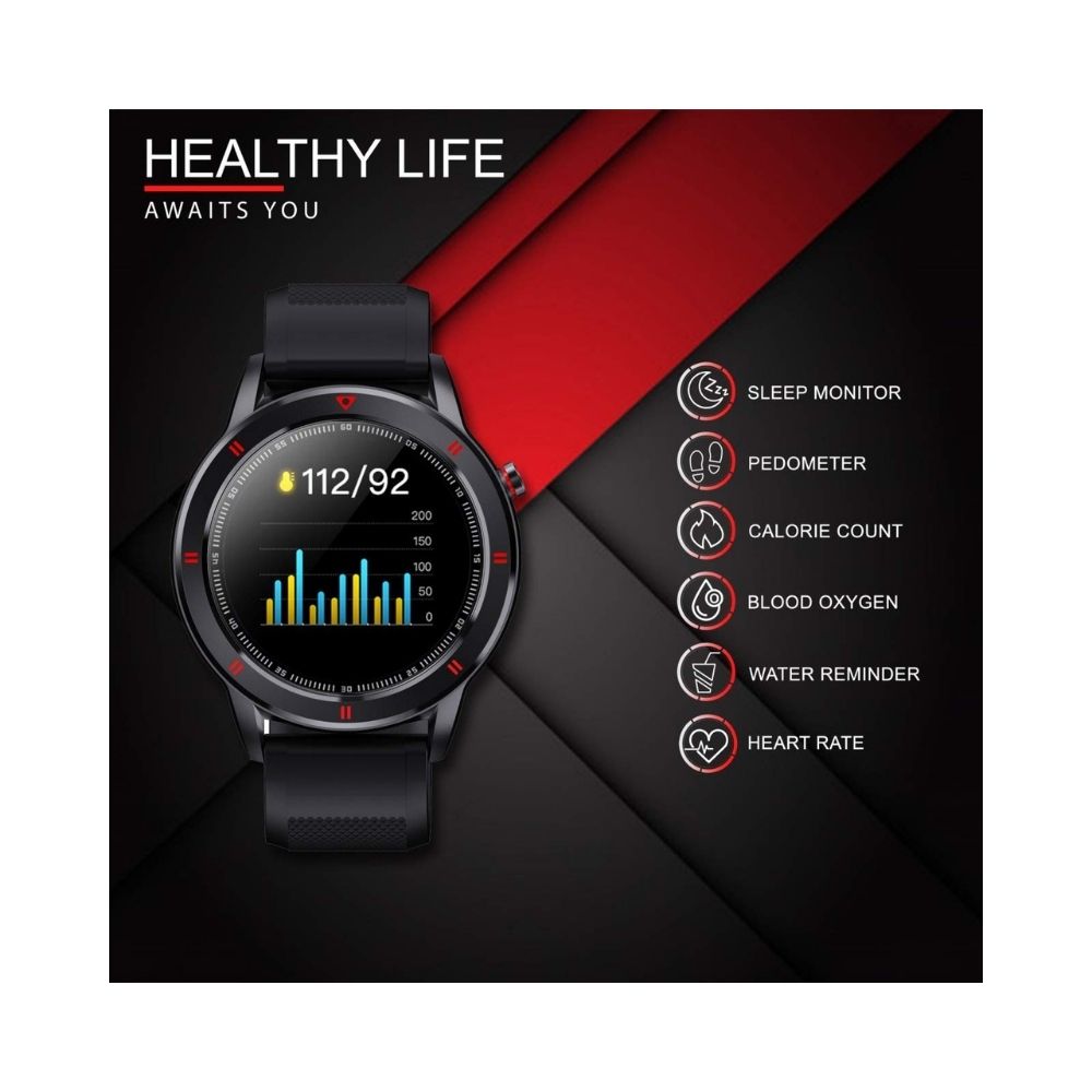 AQFIT W15 Fitness Smartwatch Activity Tracker, Waterproof, for Men and Women(Black)