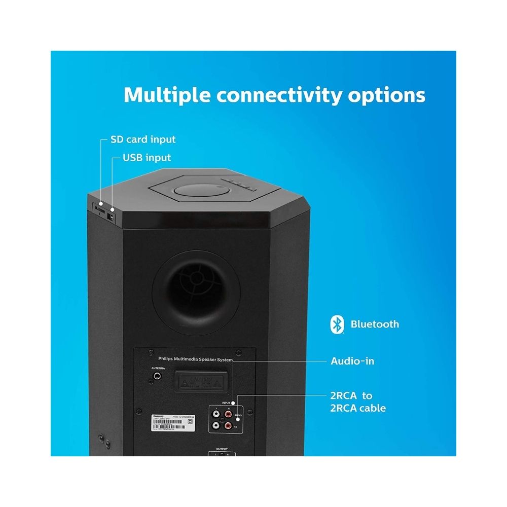 Philips Audio MMS8085B/94 2.1 Channel 80W Multimedia Speaker System with Convertible Soundbar & Multi-Connectivity Option