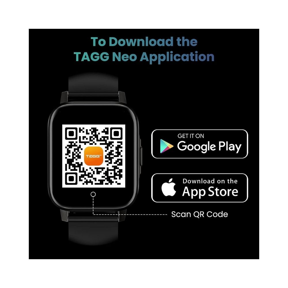 TAGG Verve NEO Smartwatch, 1.69'' Large Display with 10 Days Battery Life - Black, Standard