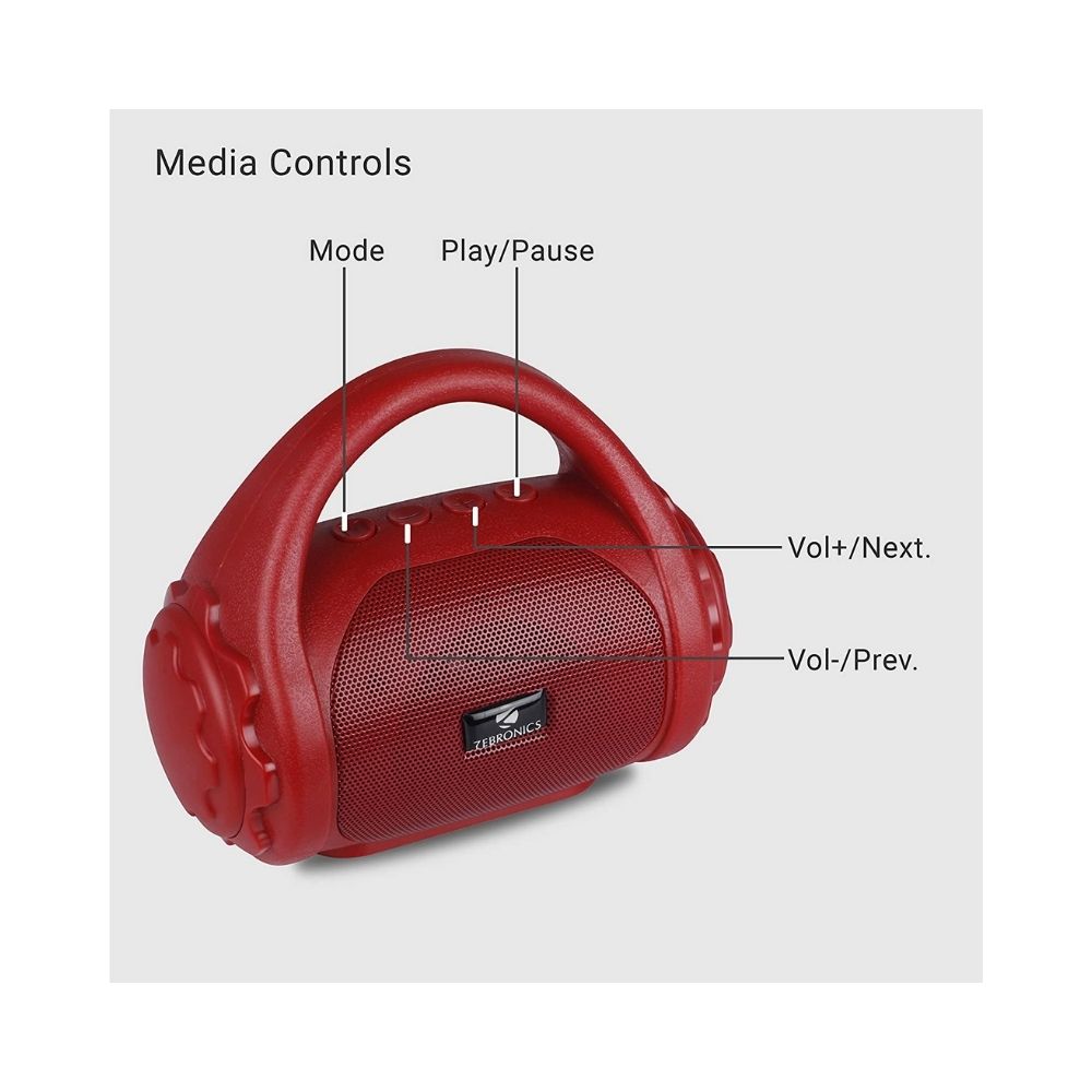 Zebronics ZEB-COUNTY 3 W Wireless Bluetooth Portable Speaker (Red)