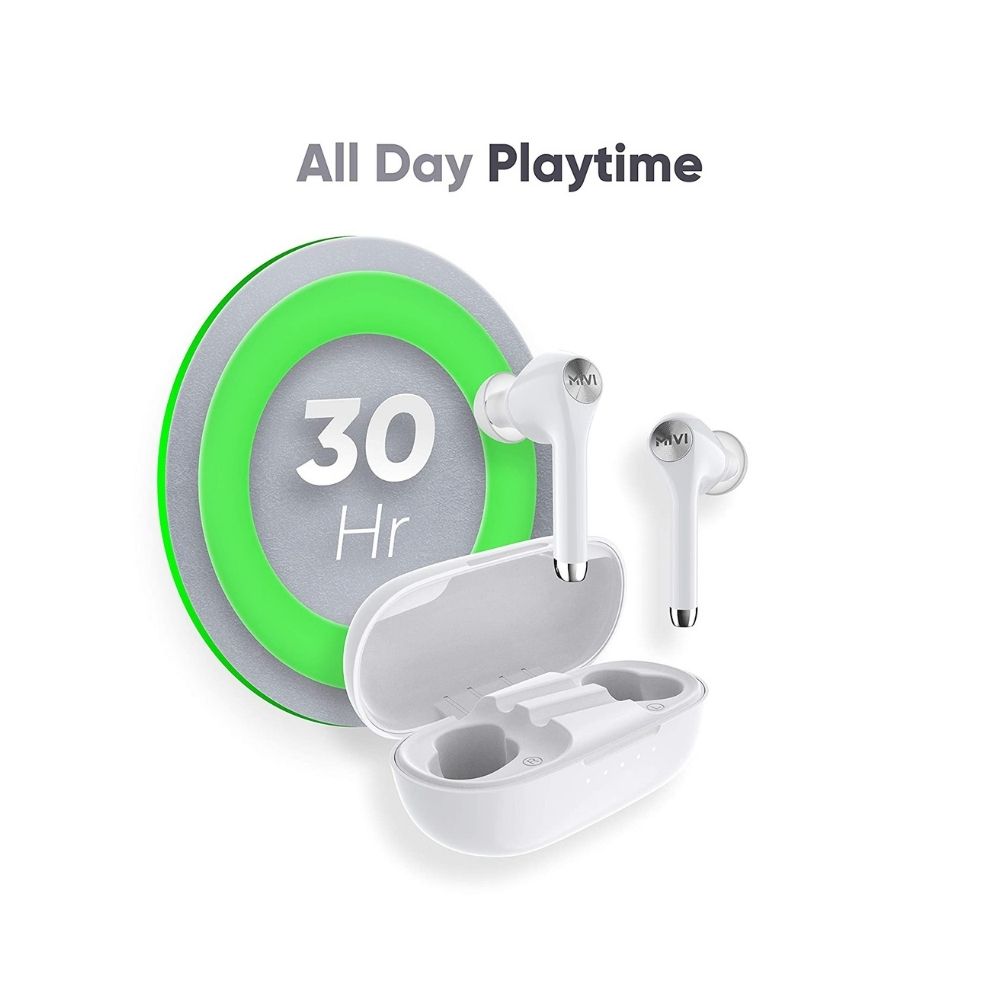 Mivi DuoPods M80 True Wireless Earbuds with Up-to 30 Hours Playtime, Aptx Supported-(White)