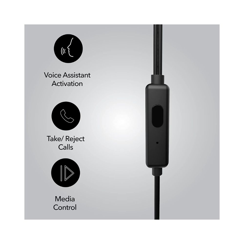 Leaf Dash 2 Wired in Ear Earphones with Mic (Carbon Black)