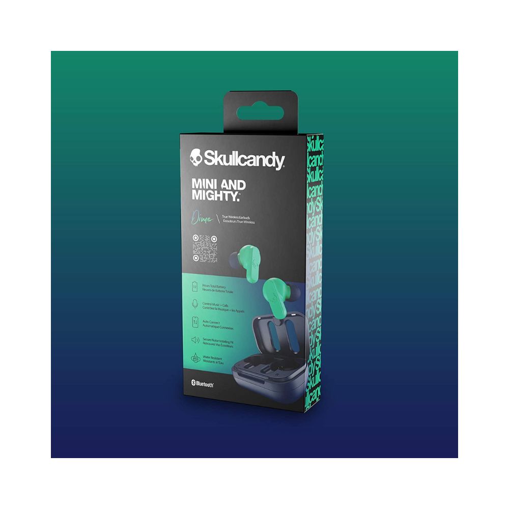 Skullcandy Dime Bluetooth Truly Wireless In Ear Earbuds With Microphone-(Blue Green)