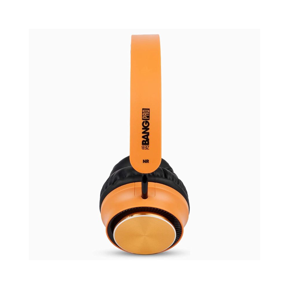 Zebronics Zeb-Bang PRO Bluetooth v5.0 Headphone, Type C Charging, 40mm Driver and AUX.(Orange)