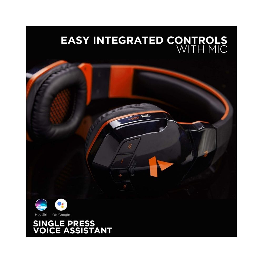 boAt Rockerz 518 Bluetooth On-Ear Headphone with Mic(Molten Orange)