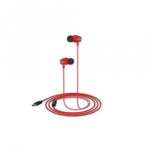 Portronics Conch 90 in Ear Wired Earphones with Mic, Type C Jack, 10mm Dynamic Drivers-(Red)