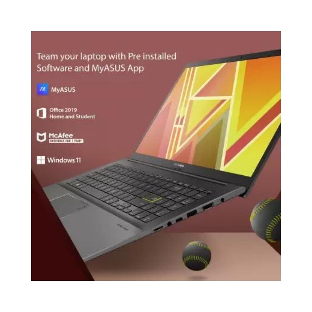 ASUS VivoBook K15 OLED (2022) Ryzen 5 Hexa Core 5500U - (8 GB/1 TB HDD/256 GB SSD/Windows 11 Home) KM513UA-L502WS Thin and Light Laptop  (15.6 inch, Indie Black, 1.80 kg, With MS Office)