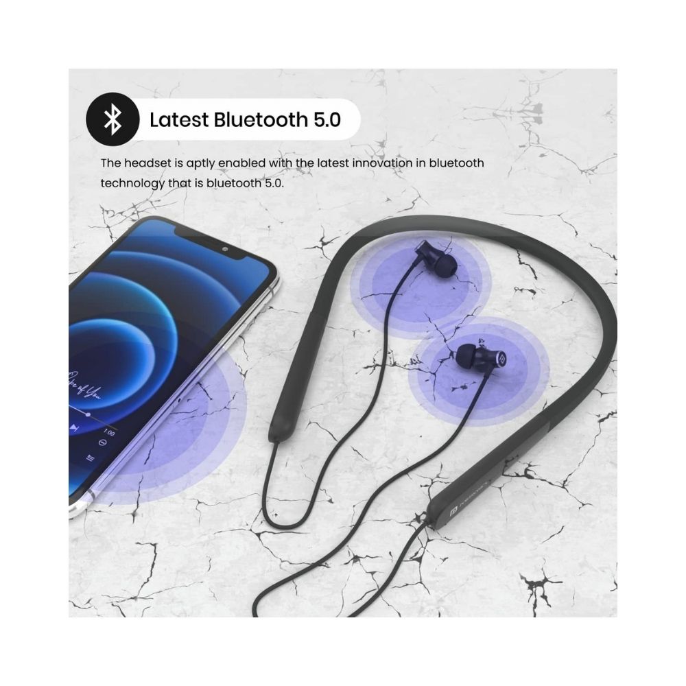 Portronics Harmonics X1 Wireless Bluetooth 5.0 Sports Headset with Powerful Audio Output, Type C Charging(Black)