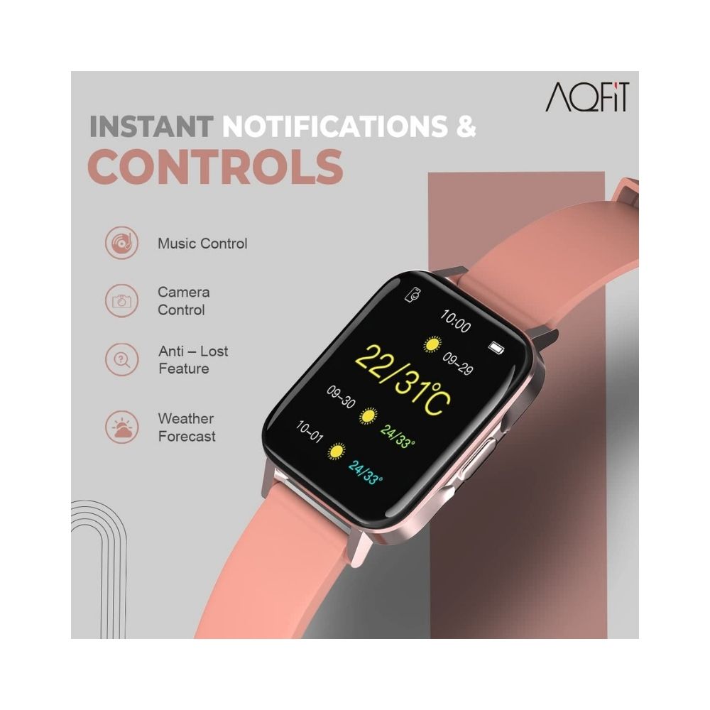 AQFIT W6 Smartwatch IP68 Water Resistant for Men and Women - Rose Gold