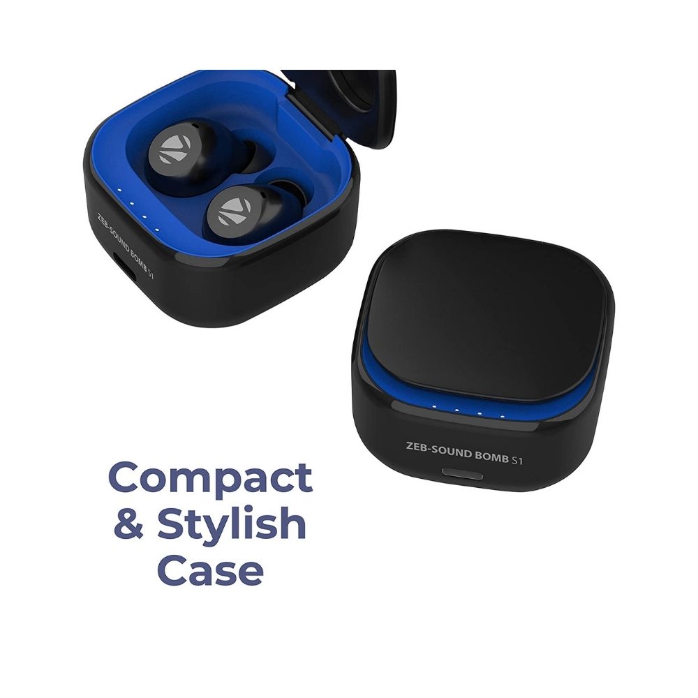 Zebronics, Zeb- Sound Bomb S1 Wireless Earbuds Comes with Bluetooth v5.0 Supporting Call Function-(Black+Blue)