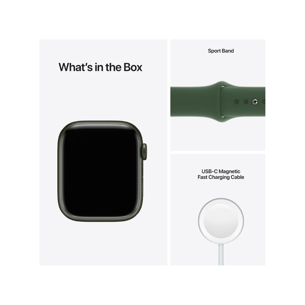 Apple Watch Series 7 GPS MKN73HN/A 45 mm Aluminium Case  (Green Strap, Regular)