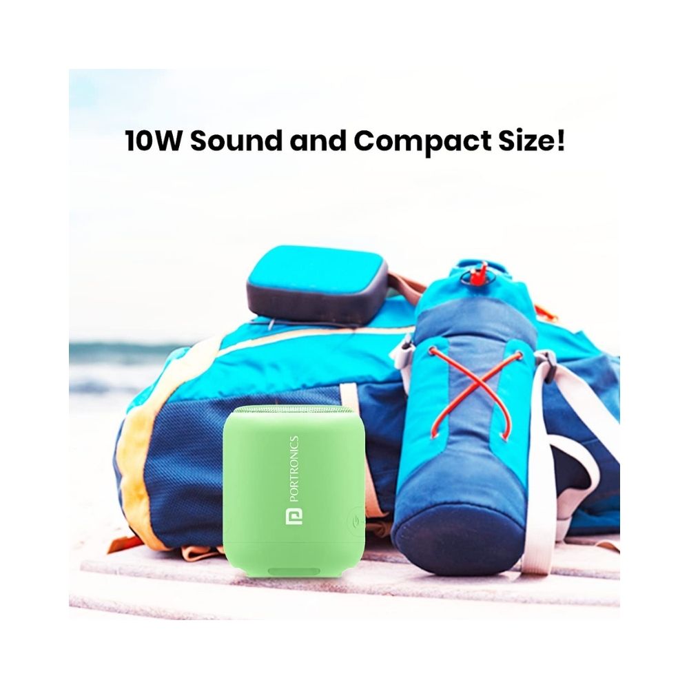 Portronics SoundDrum 1 10W TWS Portable Bluetooth 5.0 Speaker with Powerful Bass, Inbuilt-FM & Type C Charging Cable Included(Green)