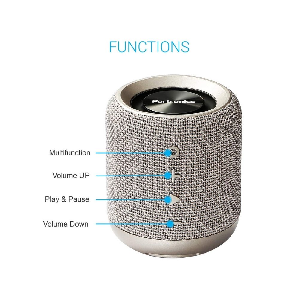 Portronics SoundDrum POR-821 Wireless Bluetooth 4.2 Stereo Speaker with FM, USB Music (Grey)