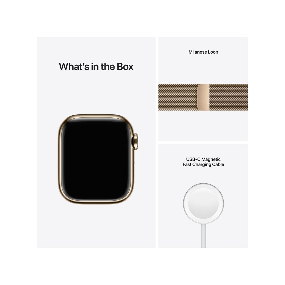 Apple Watch Series 7 GPS + Cellular, MKJY3HN/A 45 mm Stainless Steel Case  (Gold Strap, Regular)