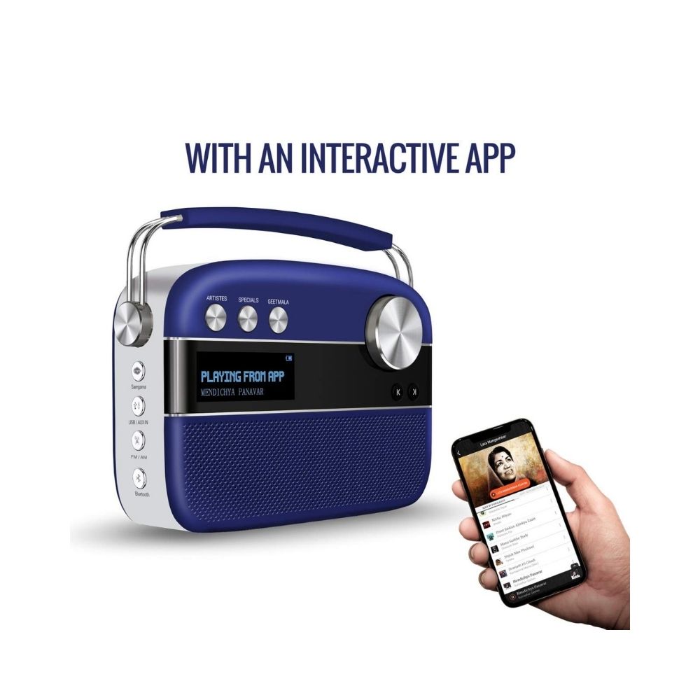 Carvaan Saregama Premium Marathi - Portable Music Player with 5000 Preloaded Songs, FM/BT/AUX (Royal Blue)