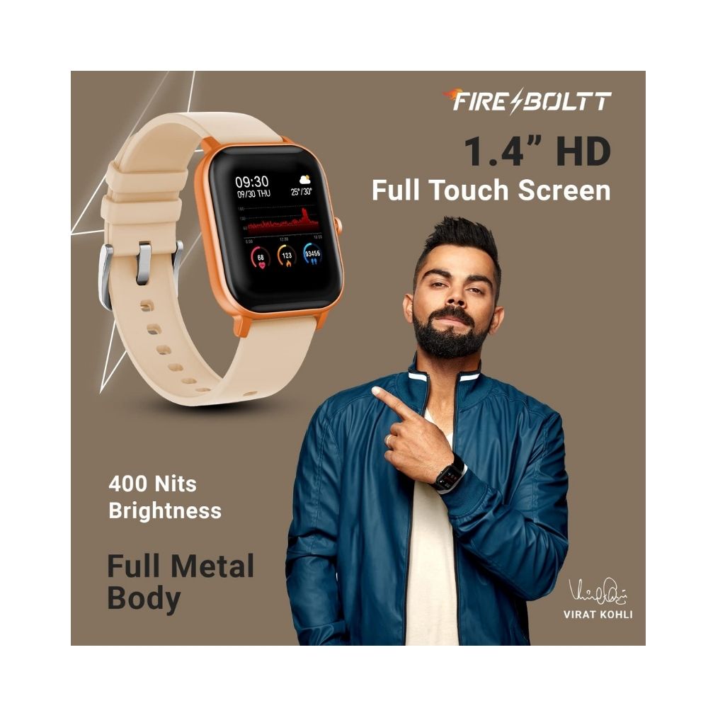 Fire-Boltt SpO2 Full Touch Smartwatch (Gold Strap, Regular)(BSW001)