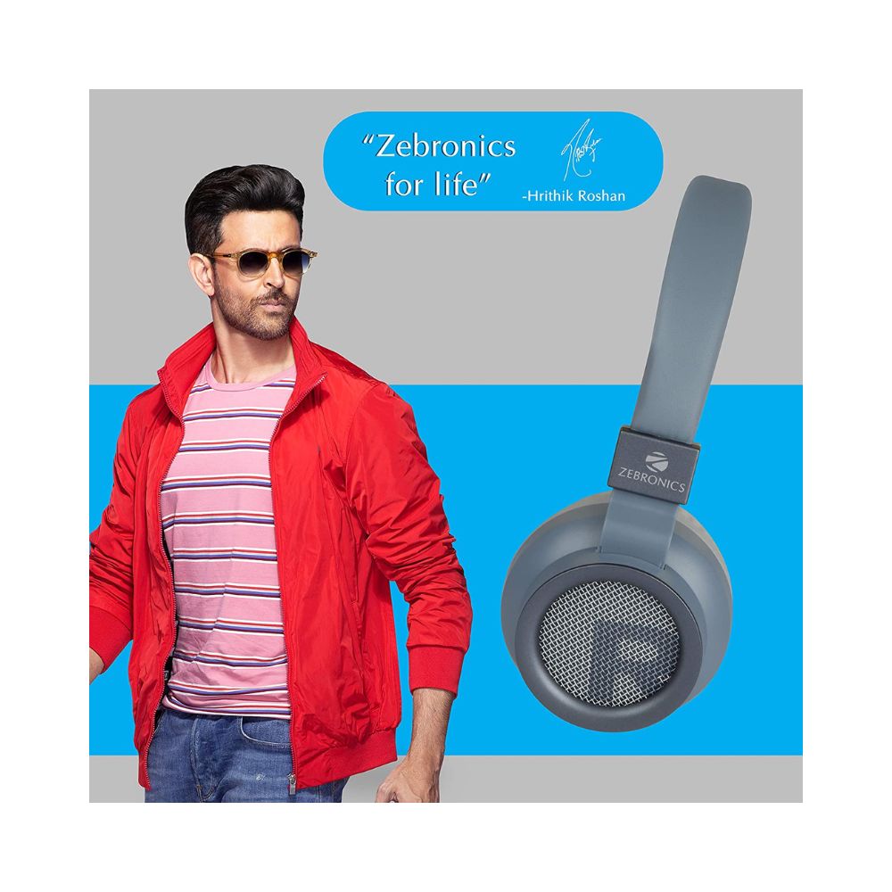 ZEBRONICS Zeb-Bang Wireless Bluetooth Over The Ear Headphone with Mic and and Playback time 16 hrs.-(Blue)