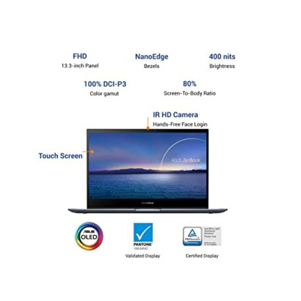 ASUS Intel EVO Zenbook Flip 13 OLED Touch Panel Core i5 11th Gen - (8 GB/512 GB SSD/Windows 10 Home) UX363EA-HP502TS 2 in 1 Laptop  (13.3 inch, Pine Grey, 1.30 KG, With MS Office)