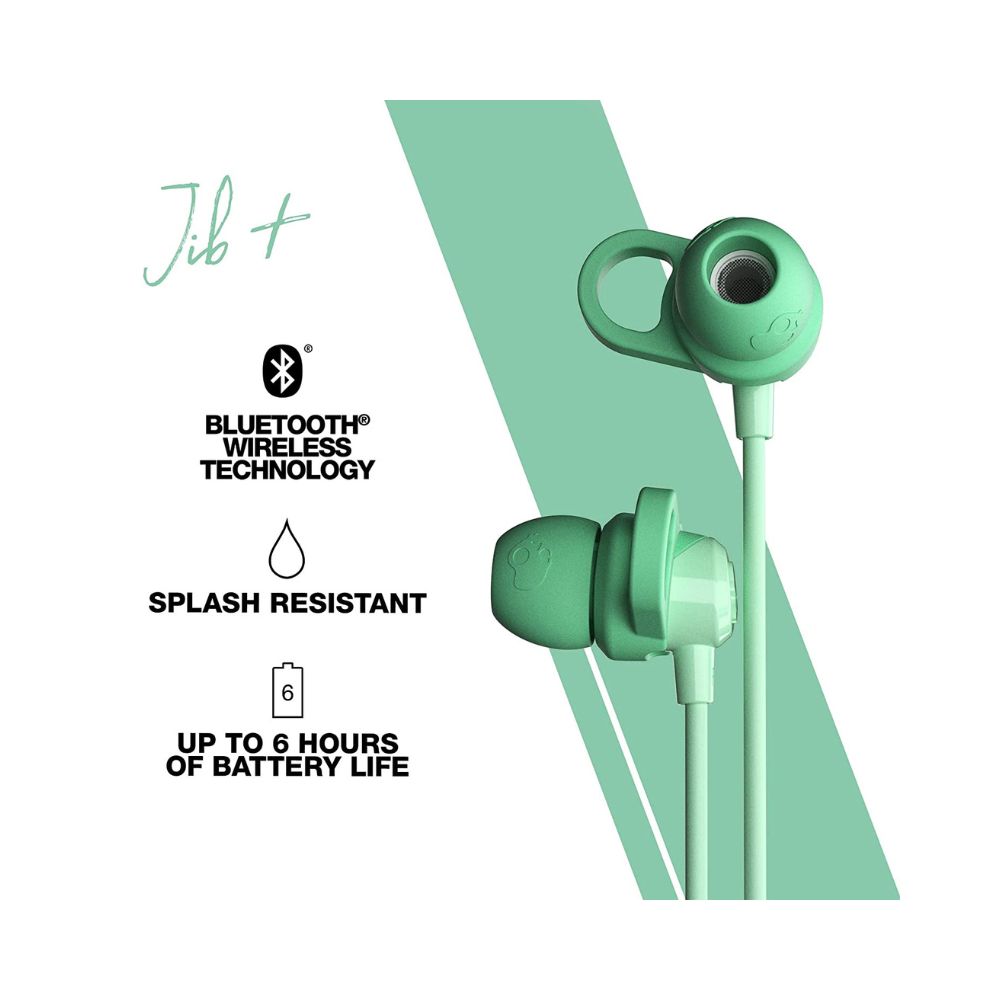Skullcandy Jib Plus Wireless Bluetooth In Ear Earphone with Mic-(Pure Mint)