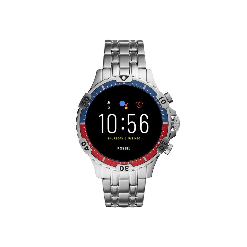 Fossil Gen 5 Touchscreen Men's Smartwatch with Speaker, Heart Rate, GPS, Music Storage and Smartphone Notifications - Silver