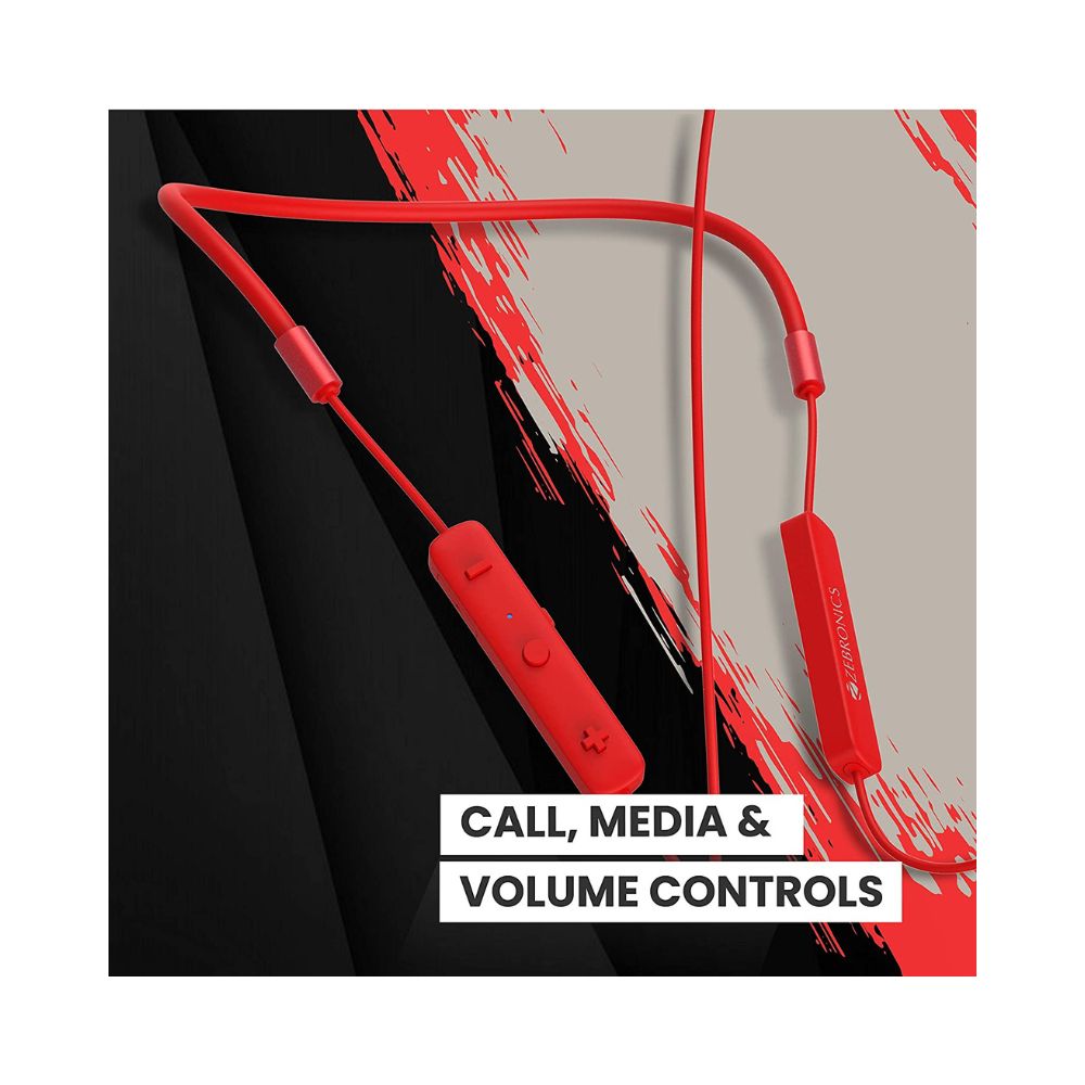 Zebronics Zeb Yoga 101 (Red) Wireless Neckband Earphone with 10mm Neodymium Driver-(Red)