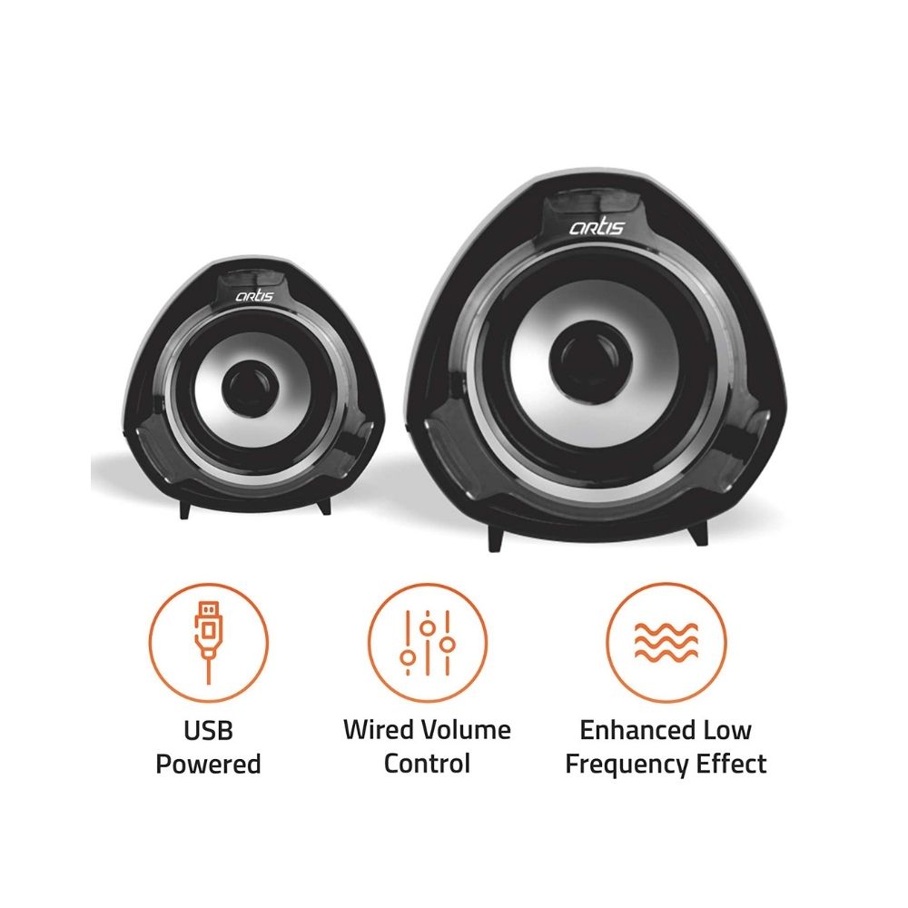 Artis S9 2.0 USB Multimedia Speakers (Black)(6W RMS Output)