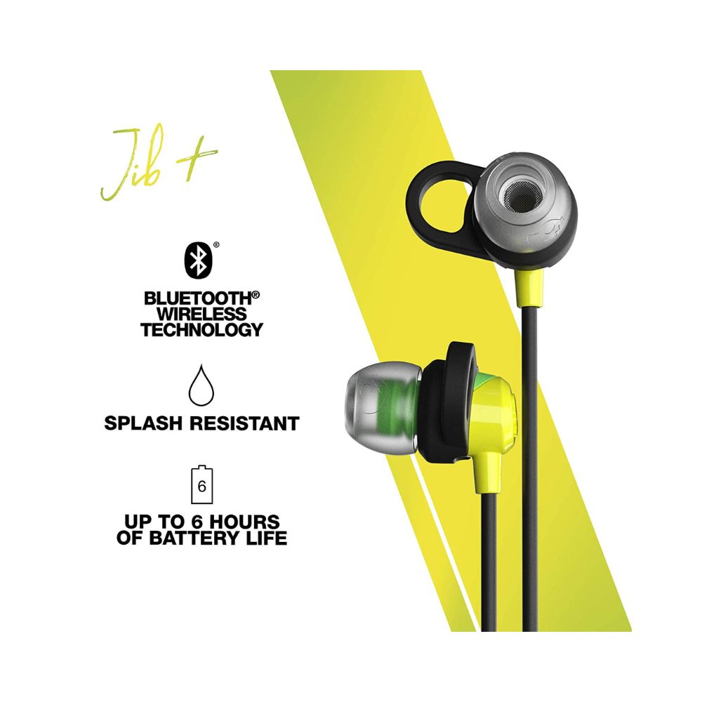 Skullcandy Jib Plus Wireless Bluetooth In Ear Earphone with Mic-(Electric Yellow)