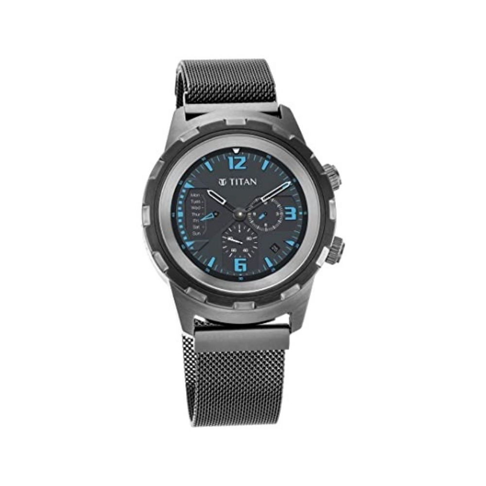 Titan Connected X Hybrid Smartwatch for Men with Heart Rate Monitor, Full Touch Display, Interchangeable Strap(Black)