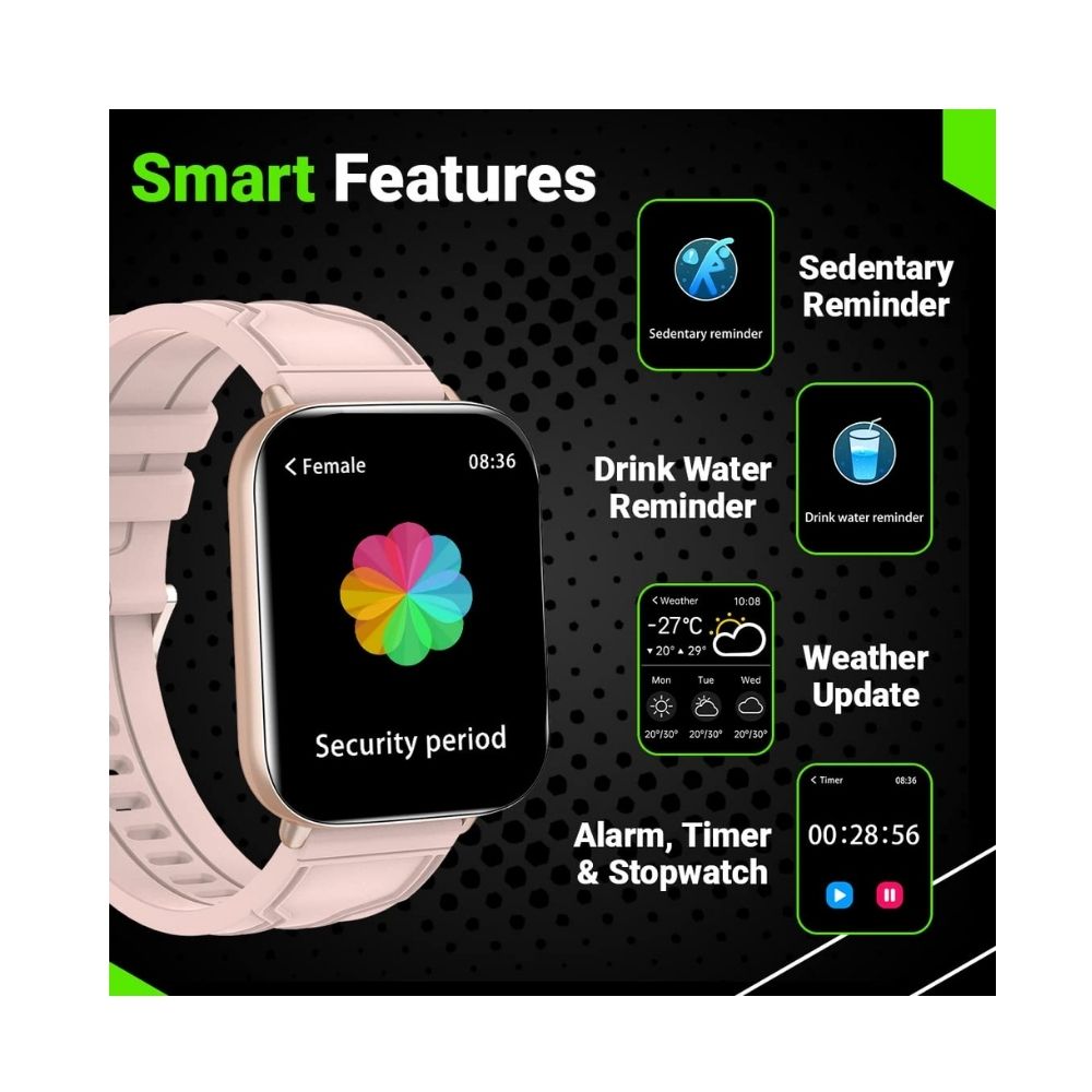 Fire-Boltt Max 1.78“ AMOLED Always ON Display with 368 x 448 Super Retina , Spo2 & Heart Rate Monitor Smart Watch (Pink)