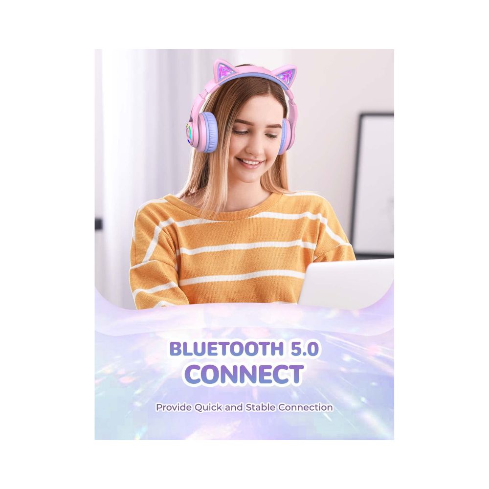 iClever BTH13 Bluetooth Headphones with Mic (Purple)