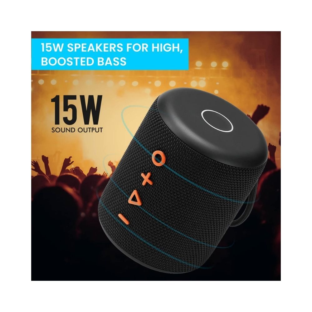 Portronics SoundDrum Plus a 15W POR-1040 Bluetooth 5.0 Portable Stereo Speaker Comes with Boosted Bass -  Black