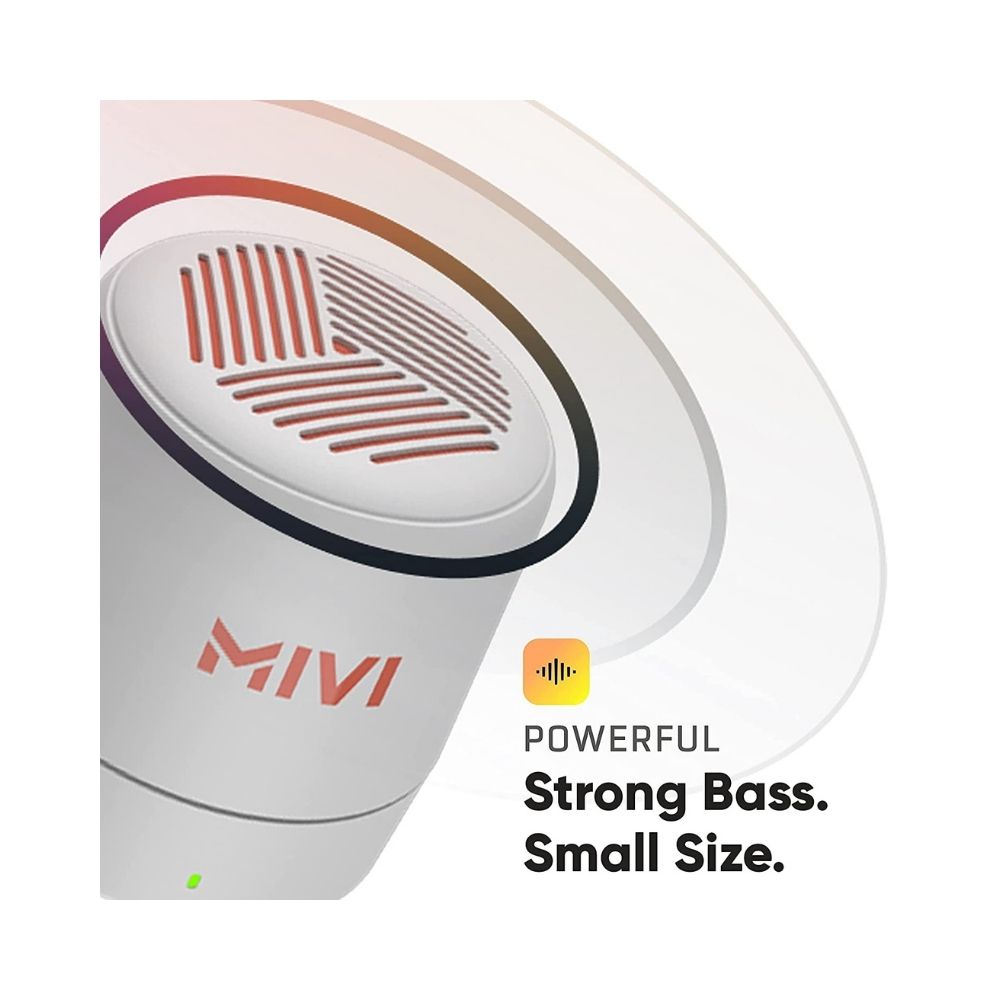Mivi Play Bluetooth Speaker with 12 Hours Playtime, Portable and Built in Mic-White