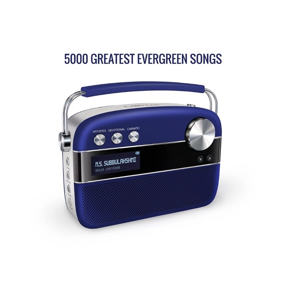 Saregama Carvaan Premium Tamil- Portable Music Player with 5000 Preloaded Songs, FM/BT/AUX (Royal Blue)