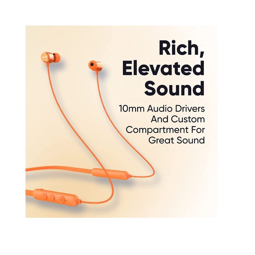 Mivi Collar Flash Bluetooth Wireless in Ear Earphones,24 Hours Battery Life-(Orange)
