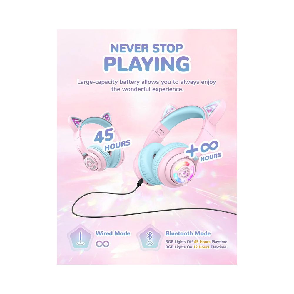iClever BTH13 Bluetooth Headphones with Mic (Pink)