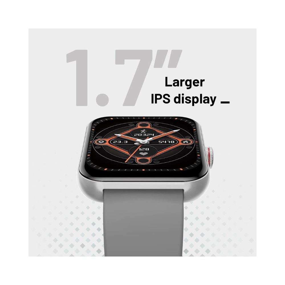 Crossbeats Ignite S3 Bluetooth Calling & Spo2 Smartwatch AI Voice Assistant, 1.7” HD IPS Display & Ultra-Thin Metal Body - Ice Silver
