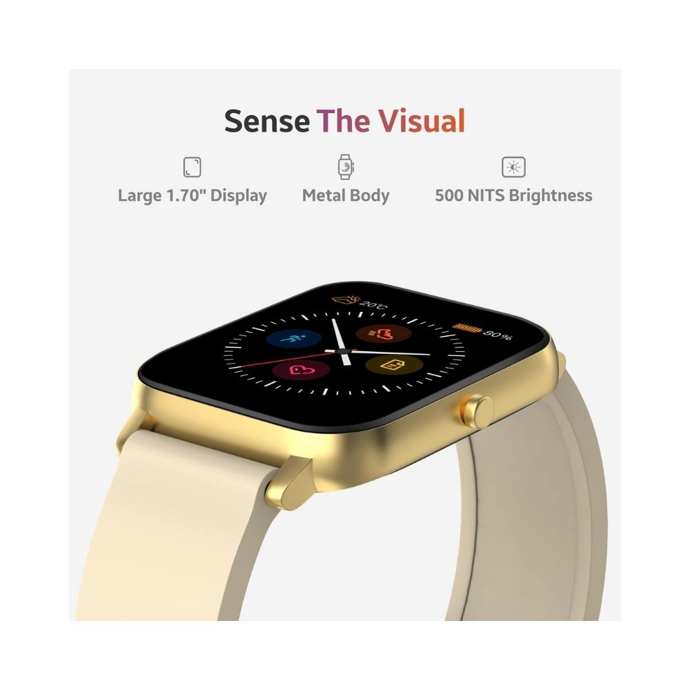 TAGG Verve Sense Smartwatch with 1.70'' Large Display - Gold Black, Standard