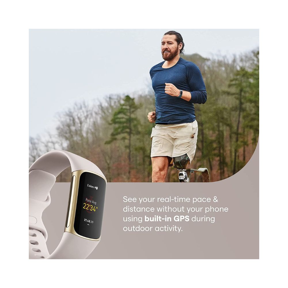 Fitbit Charge 5 Advanced Health & Fitness Tracker, One Size (S & L Bands Included)- White