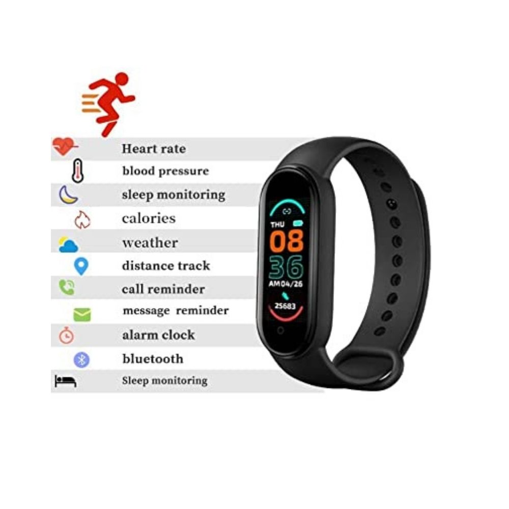 SHOPTOSHOP M 6 Smart Band 2.3 – Fitness Band, 1.1-inch Color Display, Activity Tracker, Men’s and Women’s (Black)